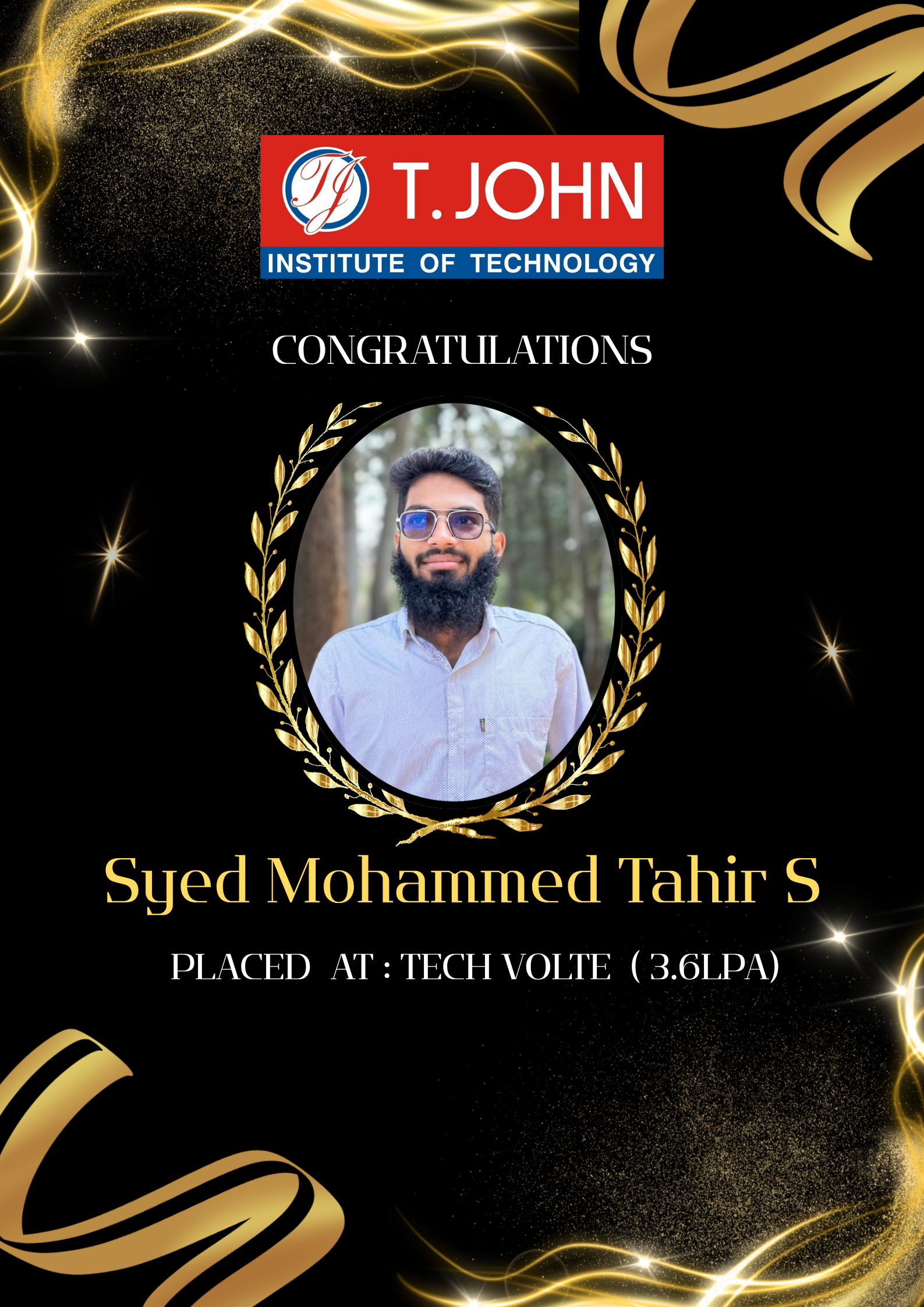 Tahir — Placed at Tech Volt (3.6 LPA)